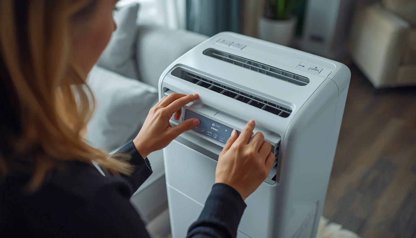 uma pessoa analisando as características de um climatizador de ar